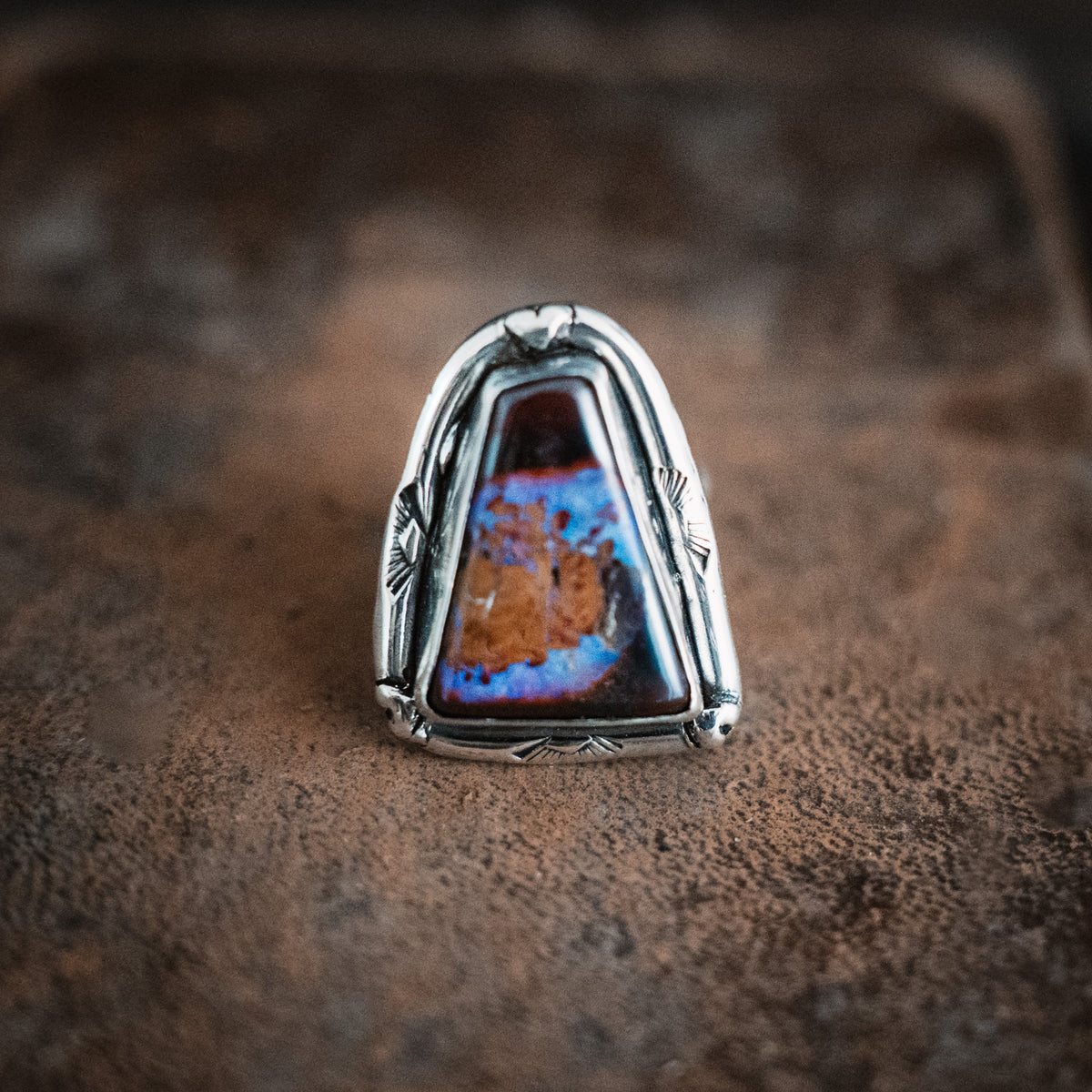 Daybreak Australian Boulder Opal Ring - Size 8.25