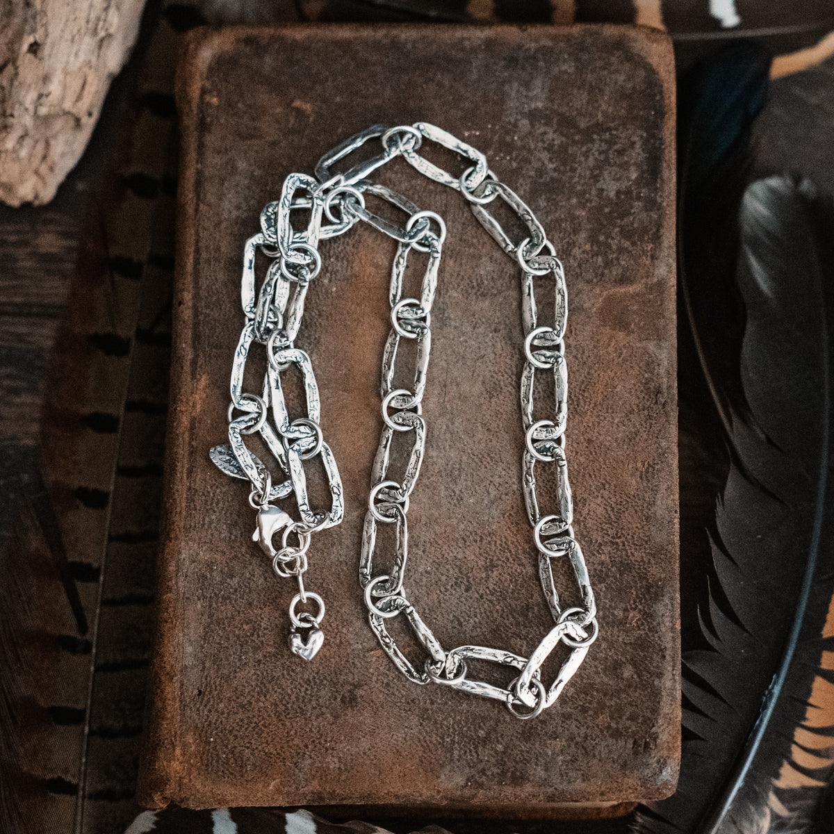silver chunky rectangle chain