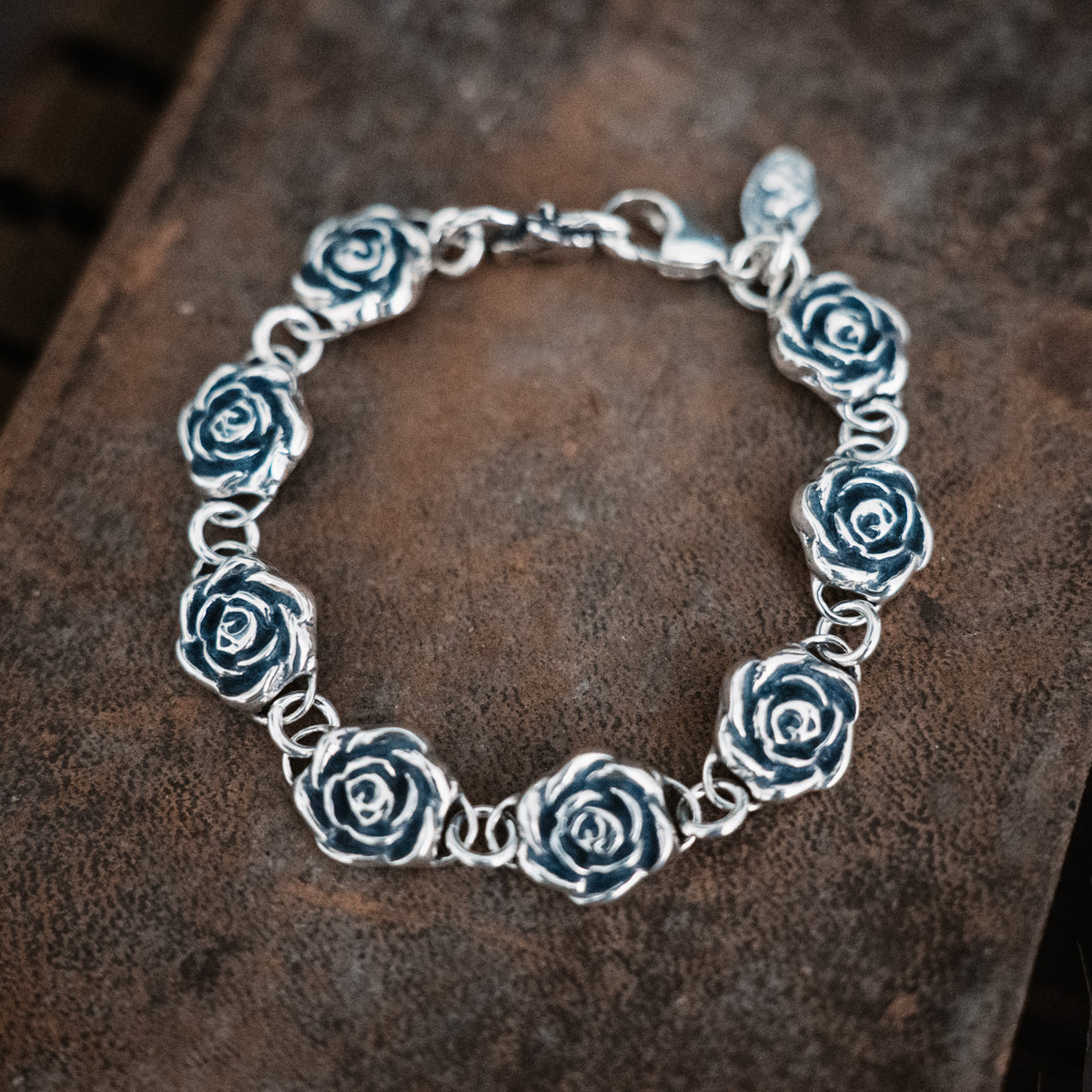silver flower charm bracelet