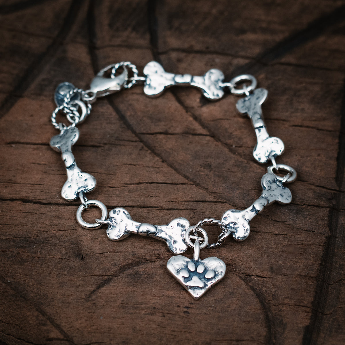 silver dog paw bracelet
