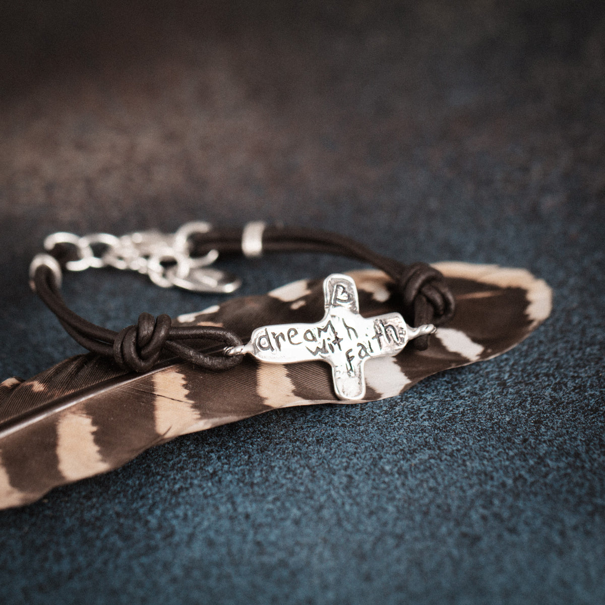 leather bracelet with cross