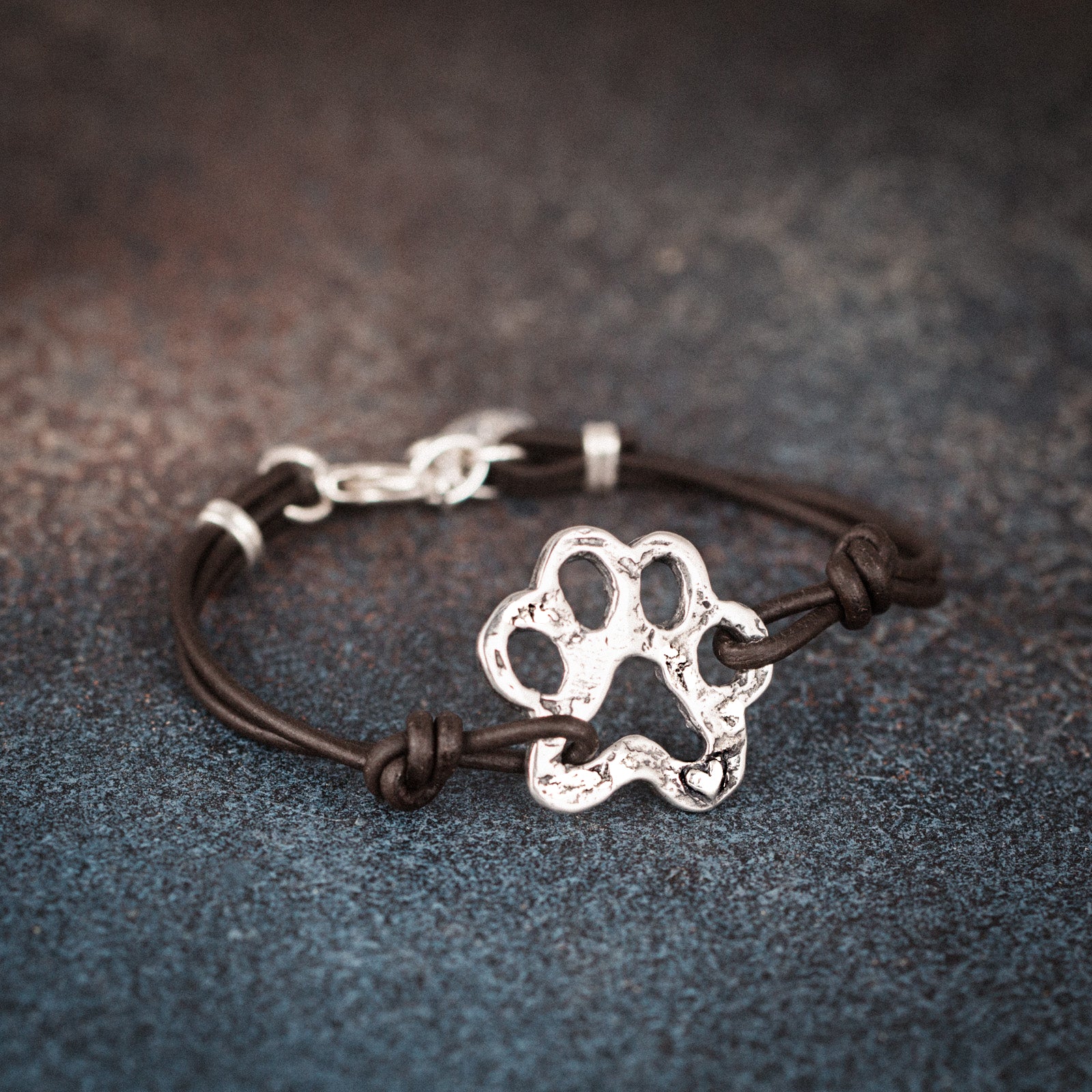 puppy paw leather bracelet