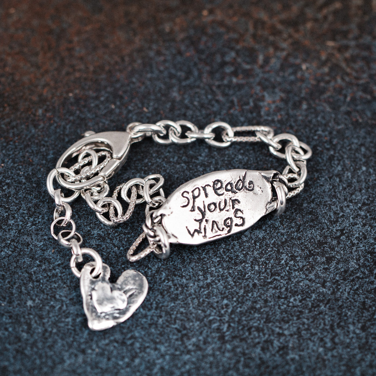 silver heart chain bracelet