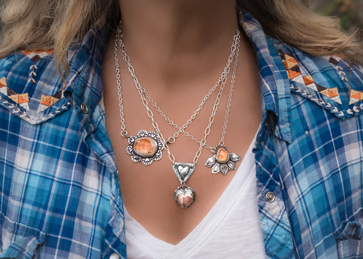 Mandala Fire Opal Necklace
