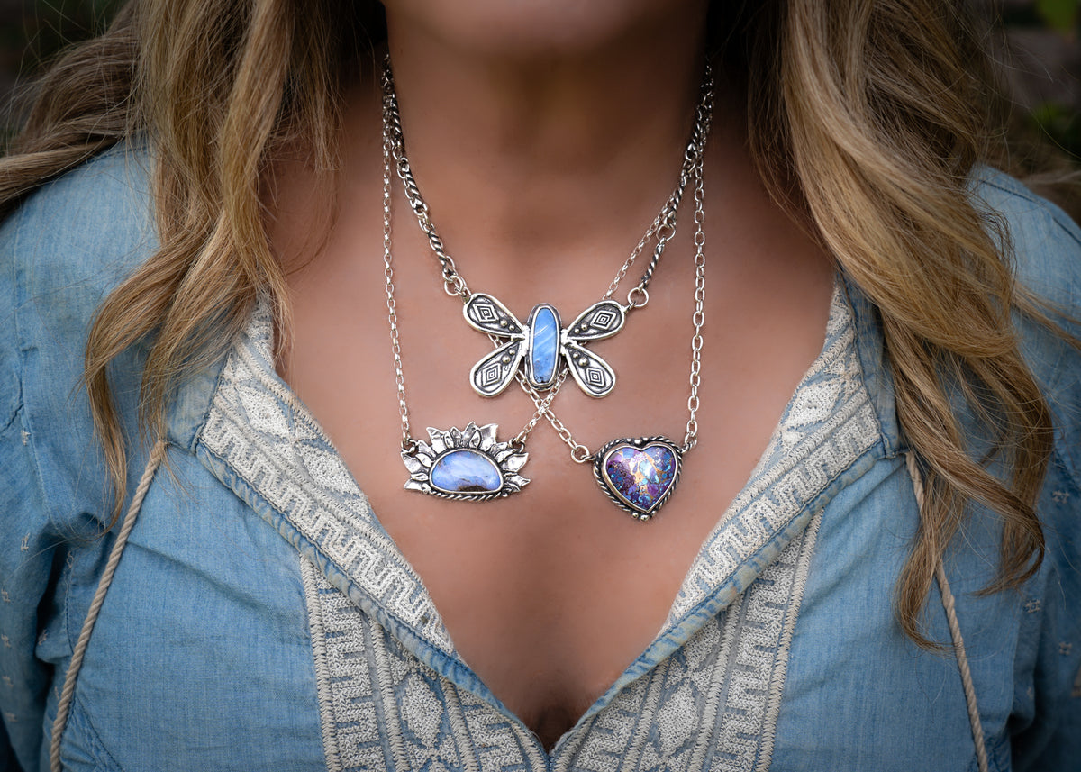 Blue Dawn Australian Opal Necklace