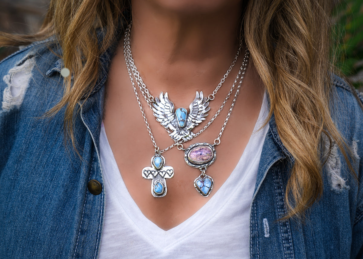 Always Faith Golden Lavender Turquoise Necklace