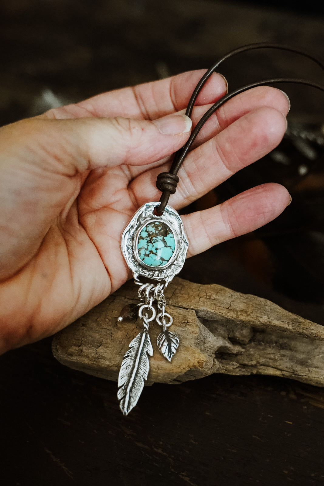 Path Unseen Turquoise Necklace-Leather