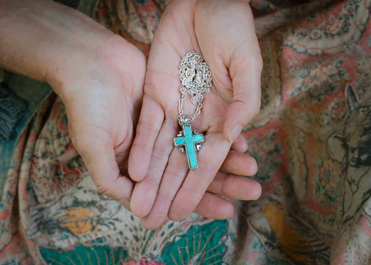 A little Faith turquoise cross necklace