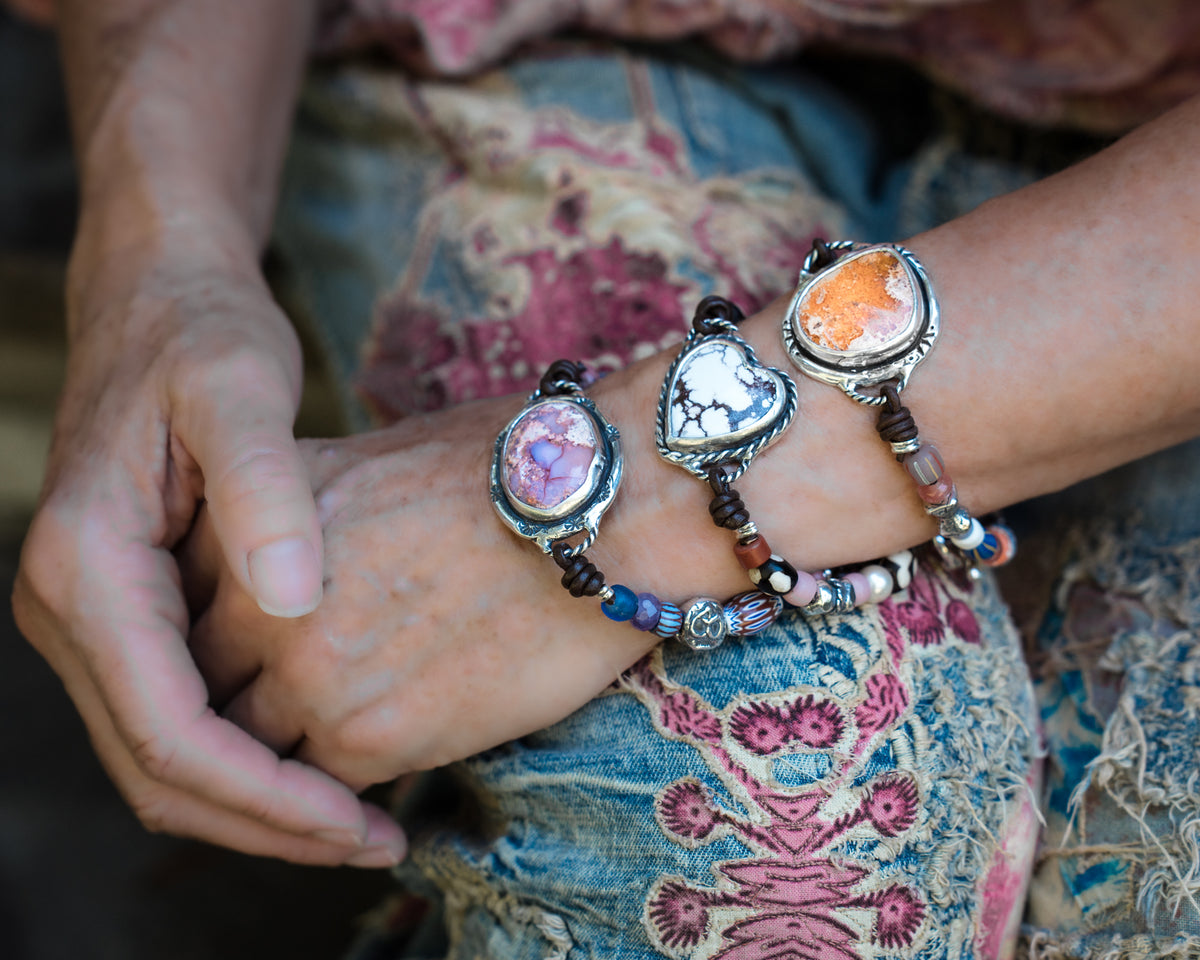 Cowgirl At Heart Trade Bead Bracelet- SIZE Large- 8.5&quot;