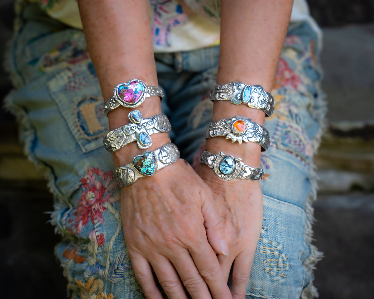 Hearts take Flight Turquoise Cuff