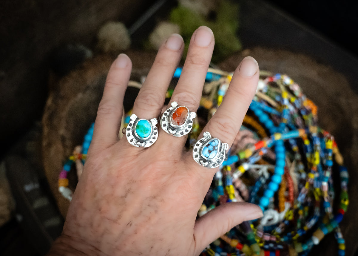 CUSTOM FOR DAWN LEE-Horseshoe Golden Sonoran Gold Turquoise Ring