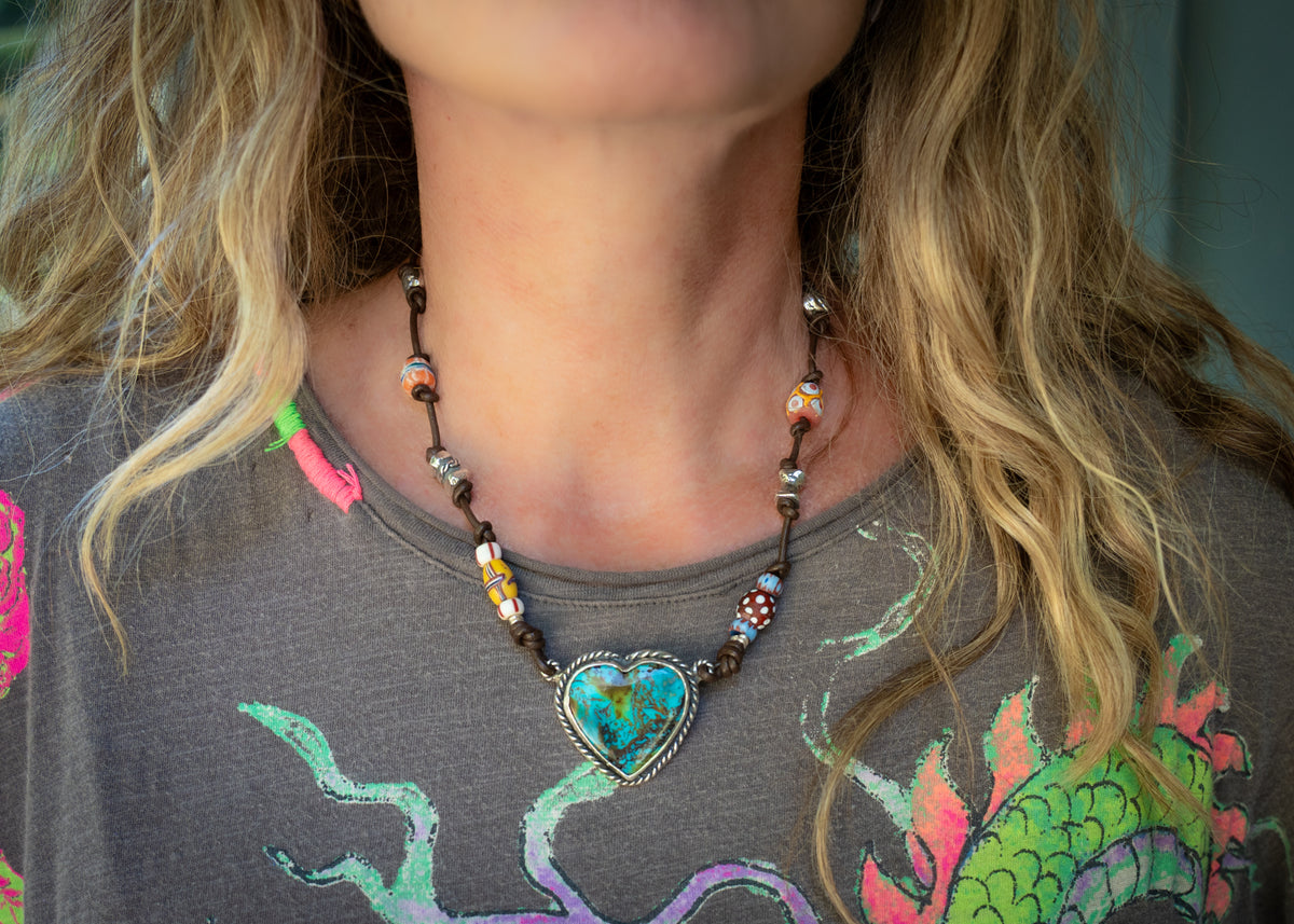 Strong Beautiful Brave African Trade Bead Necklace