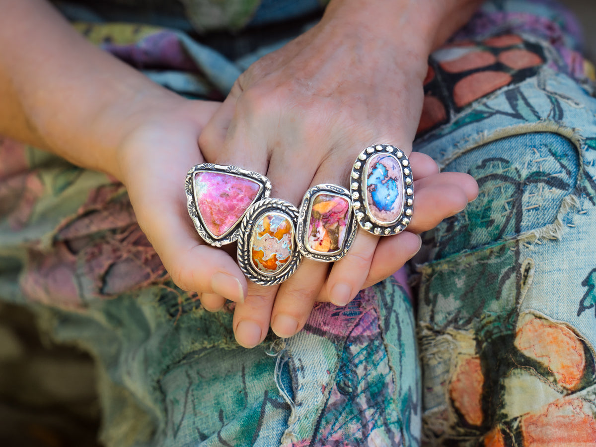 Sun Showers Fire Opal Ring- adjusted to your size