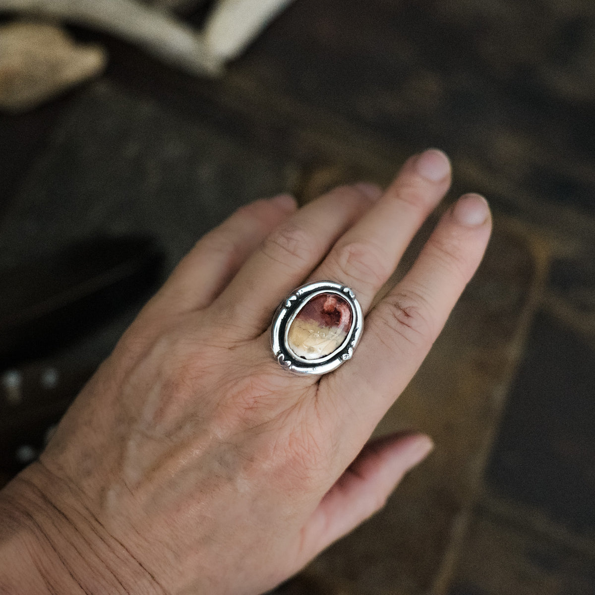 Sunheart Fire Opal Ring- Size 8.25