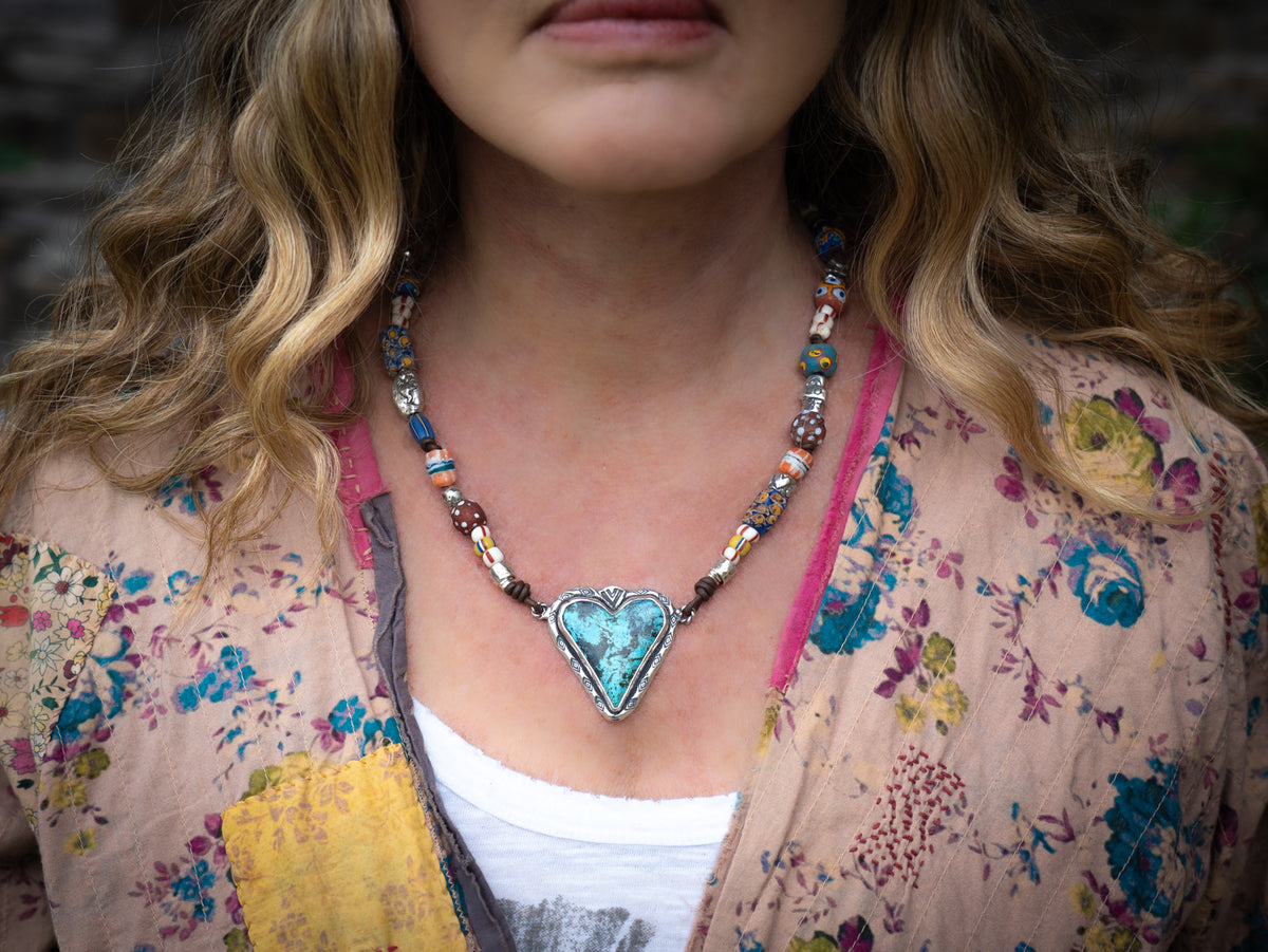 Warrior Heart African Trade Bead Necklace