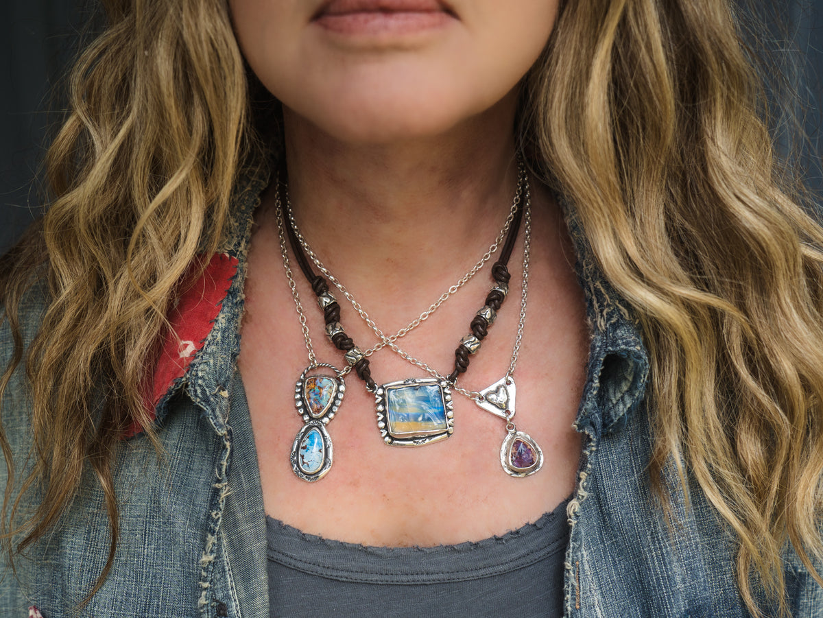 Blue Skies Ahead Golden Hills Lavender Turquoise Necklace