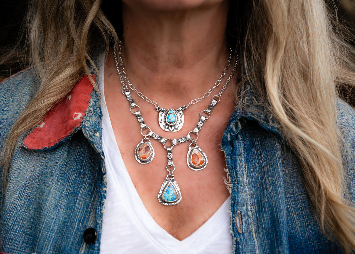 Big Horseshoe Golden Hills Lavender Turquoise Necklace
