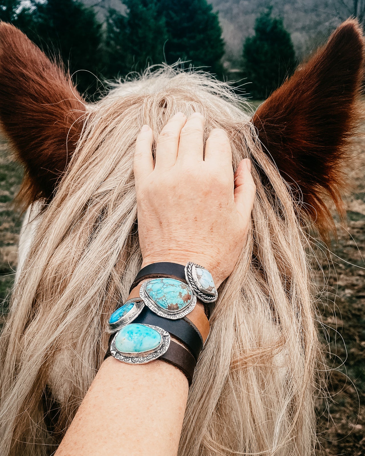 Coral & Turquoise Navajo Silver Bracelet