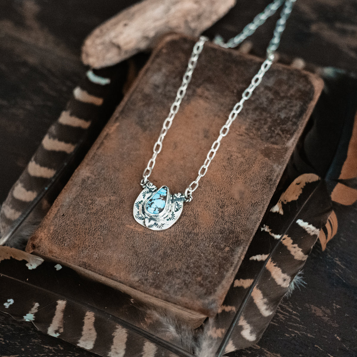 Big Horseshoe Golden Hills Lavender Turquoise Necklace