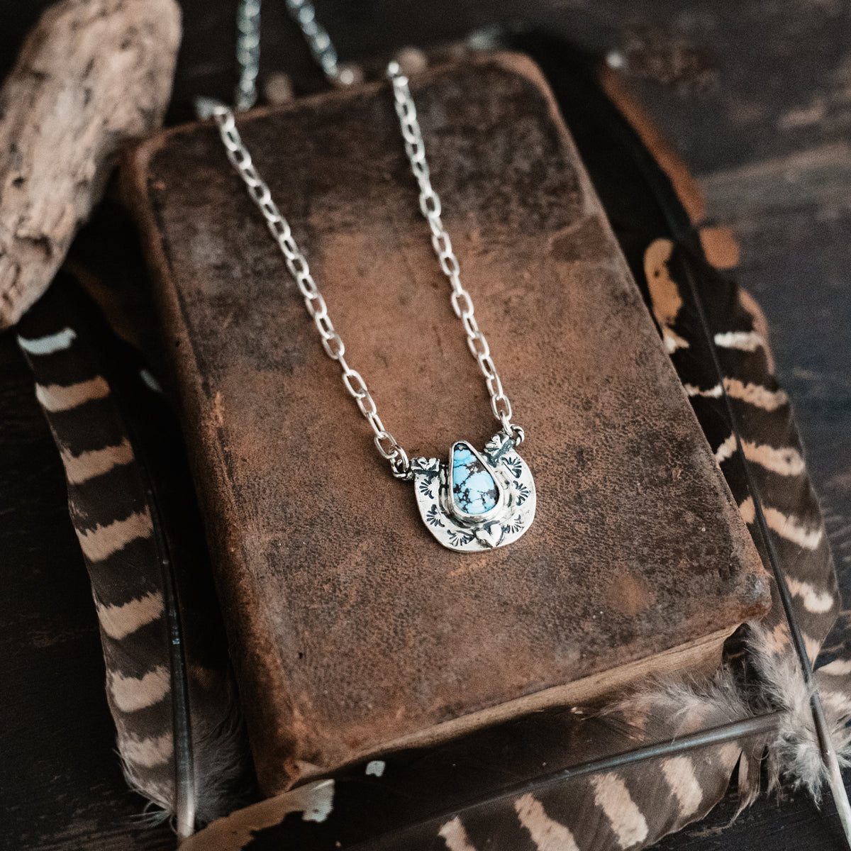Big Horseshoe Golden Hills Lavender Turquoise Necklace