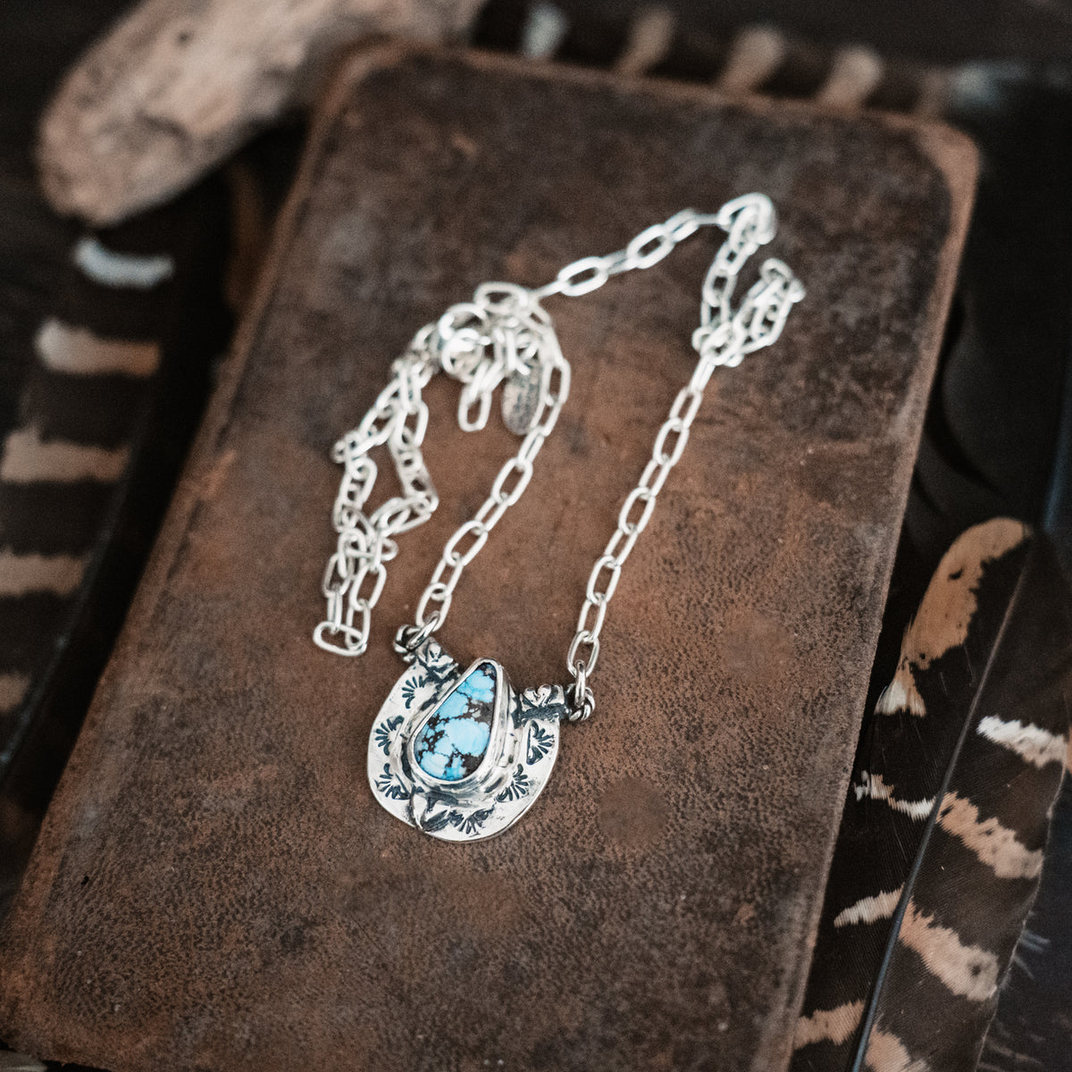 Big Horseshoe Golden Hills Lavender Turquoise Necklace