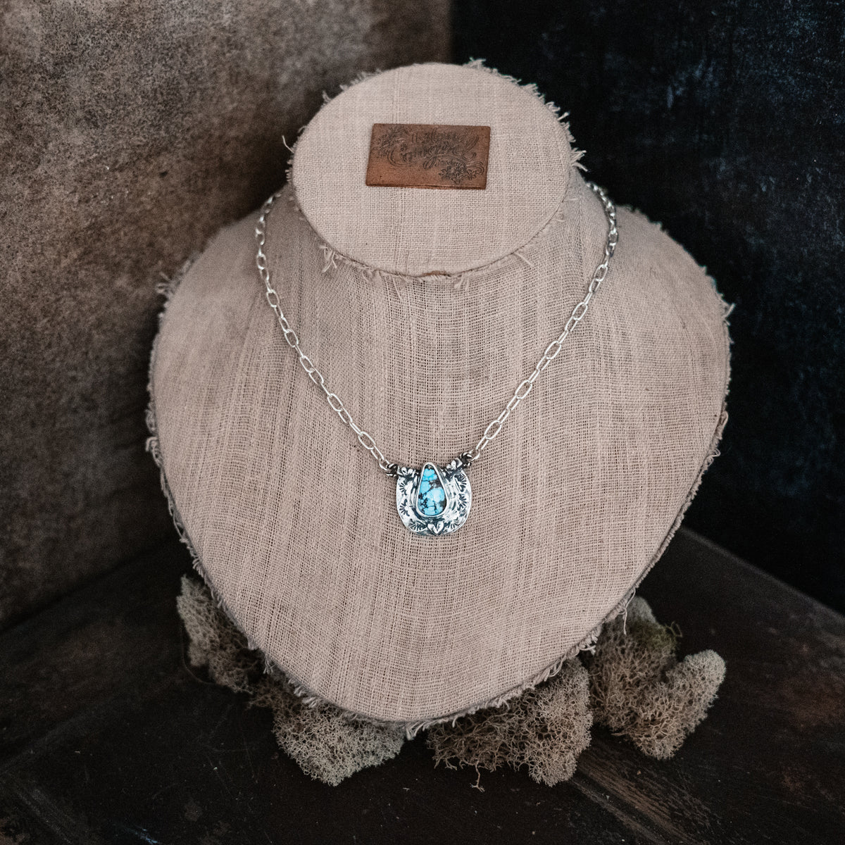 Big Horseshoe Golden Hills Lavender Turquoise Necklace
