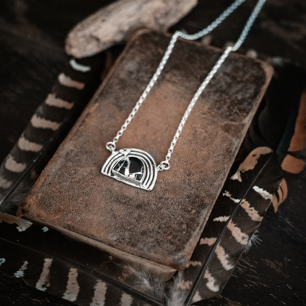 Black buffalo rainbow necklace