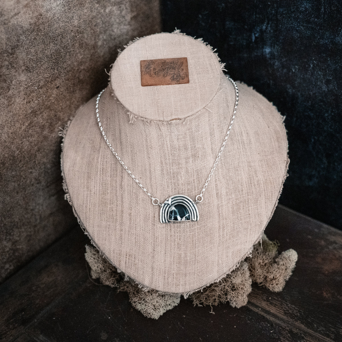 Black buffalo rainbow necklace