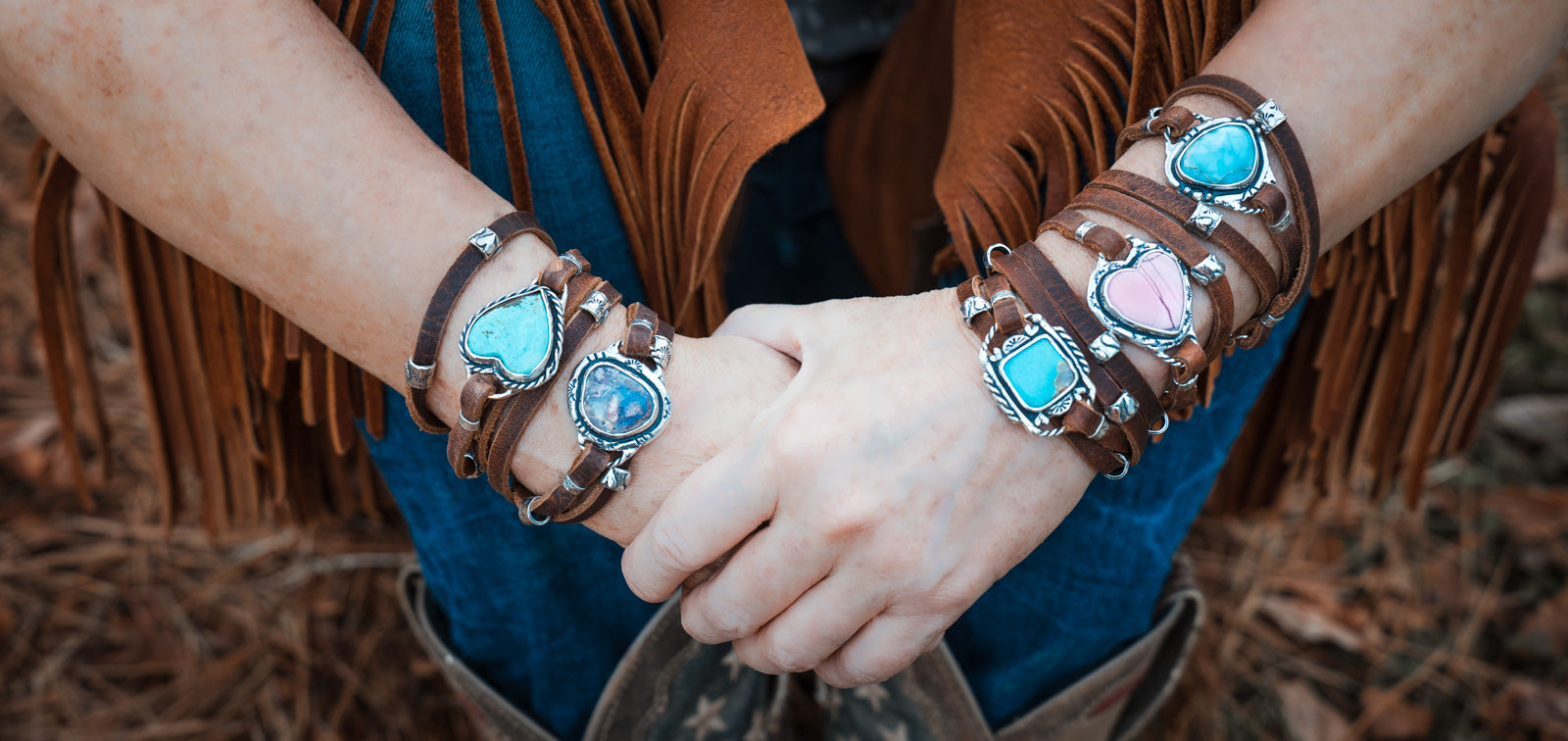 leather wrap turquoise bracelets