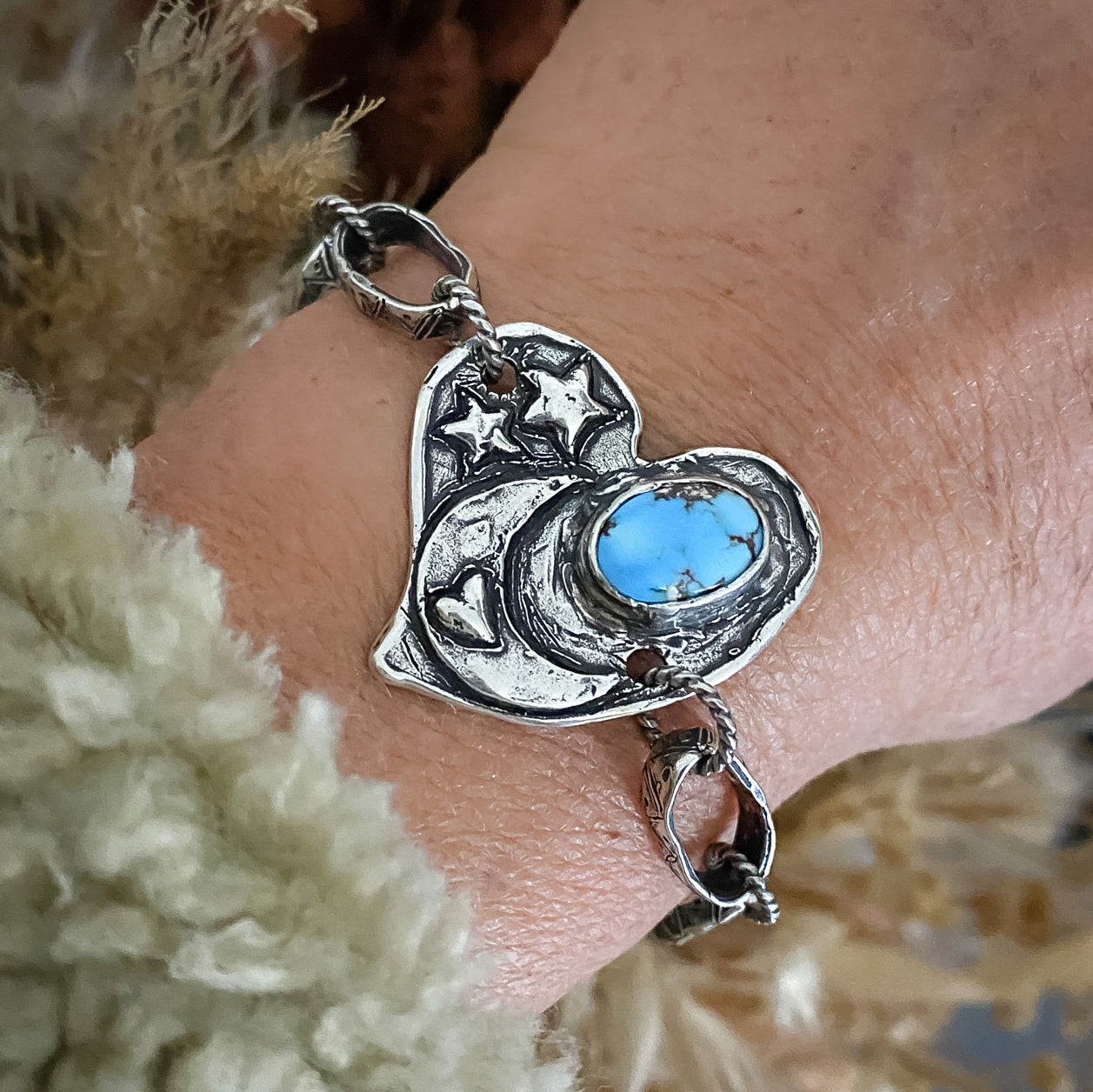 moon and stars turquoise bracelet