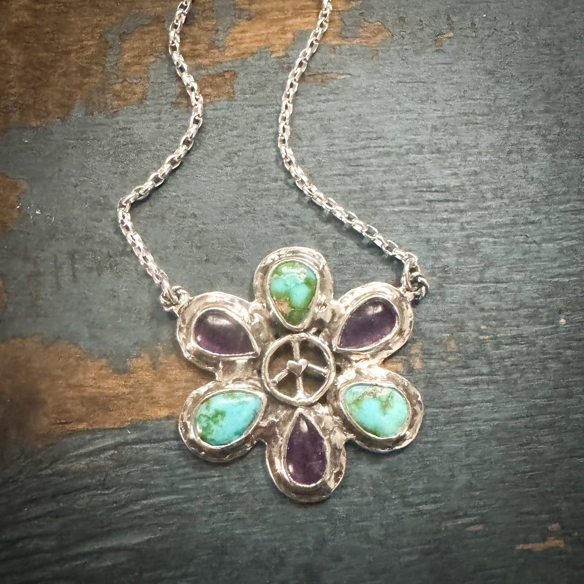 CUSTOM FOR HELEN-Big Peace Flower Necklace