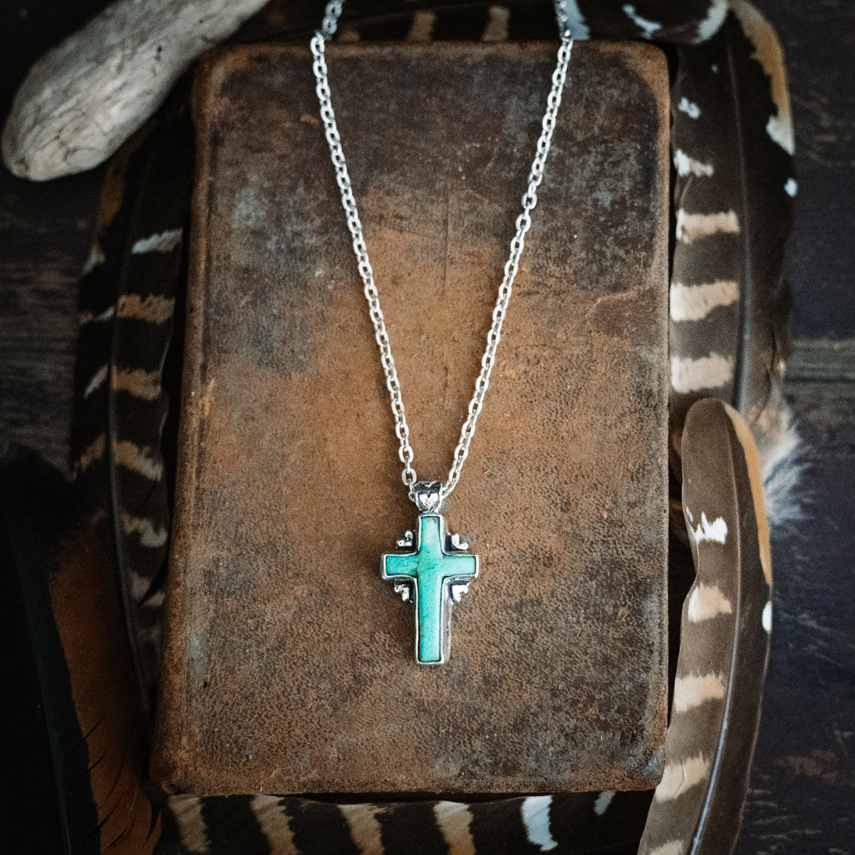 A little Faith turquoise cross necklace