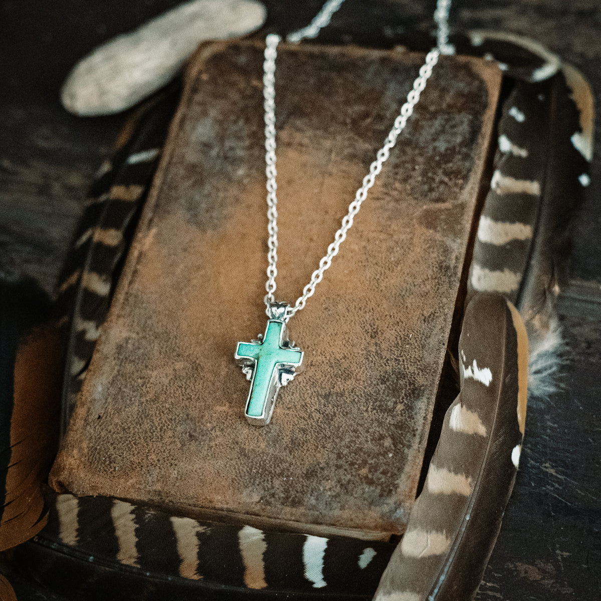 A little Faith turquoise cross necklace
