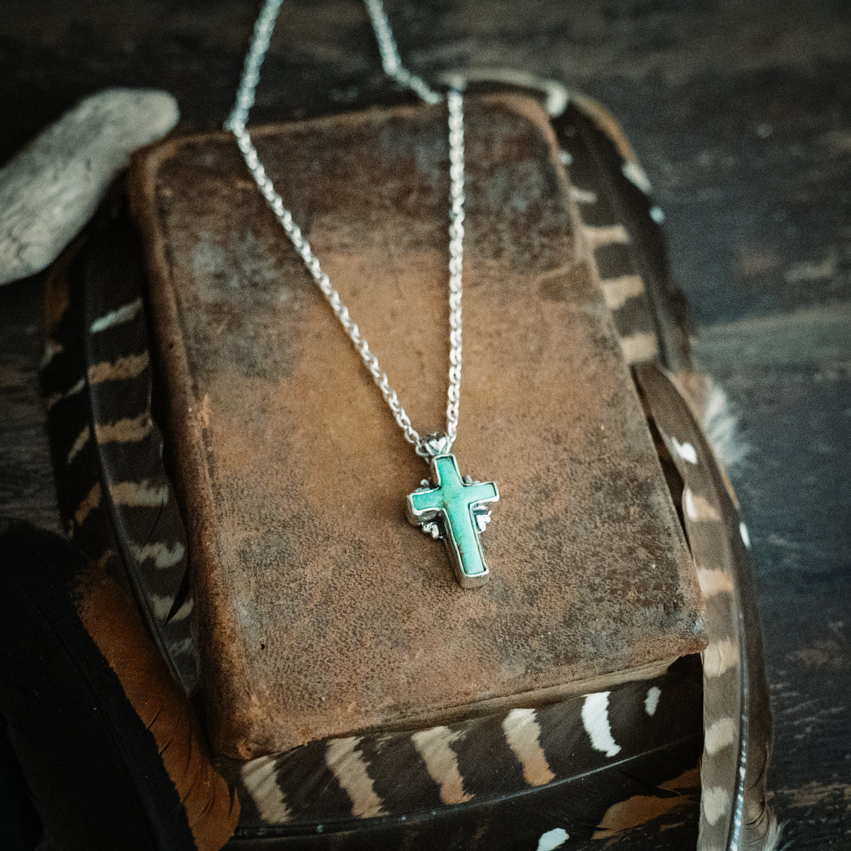 A little Faith turquoise cross necklace