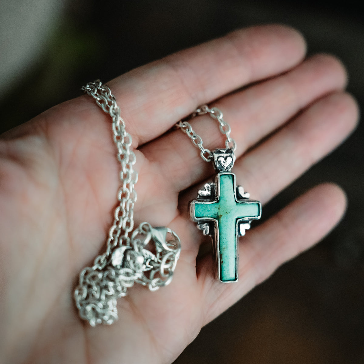 A little Faith turquoise cross necklace