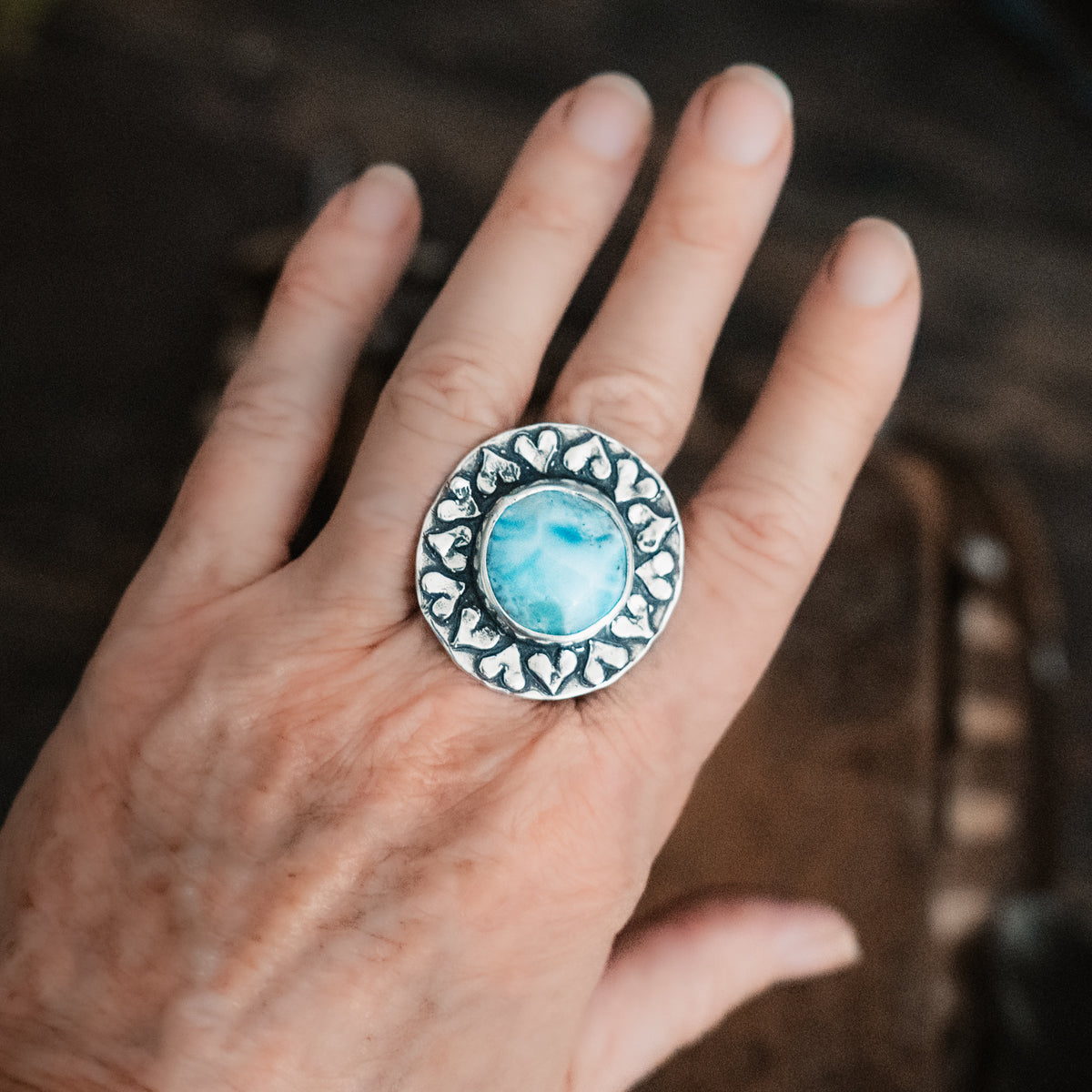 A Thousand Hearts Larimar Ring- adjusted to your size