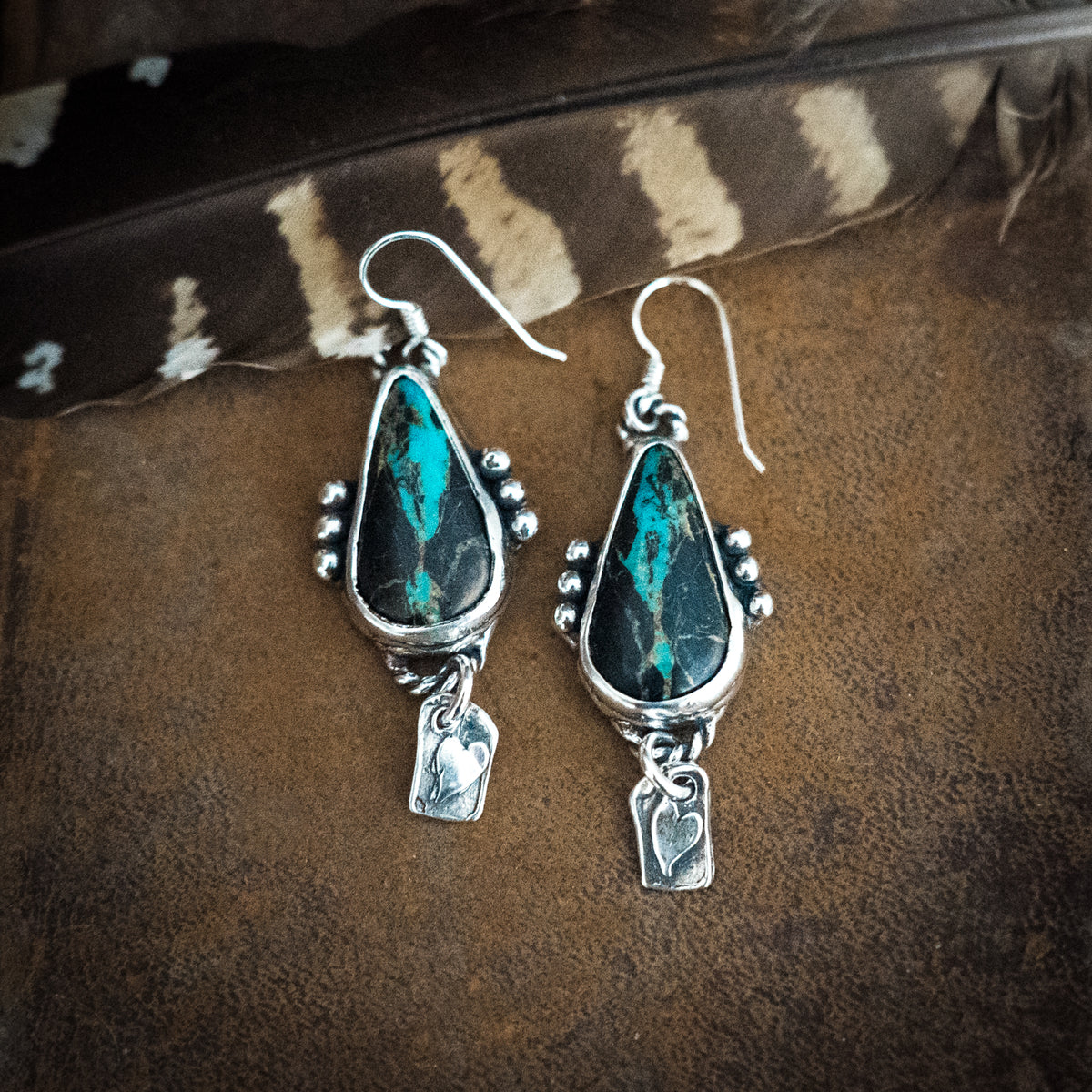 Across the River Blackjack Turquoise Earrings