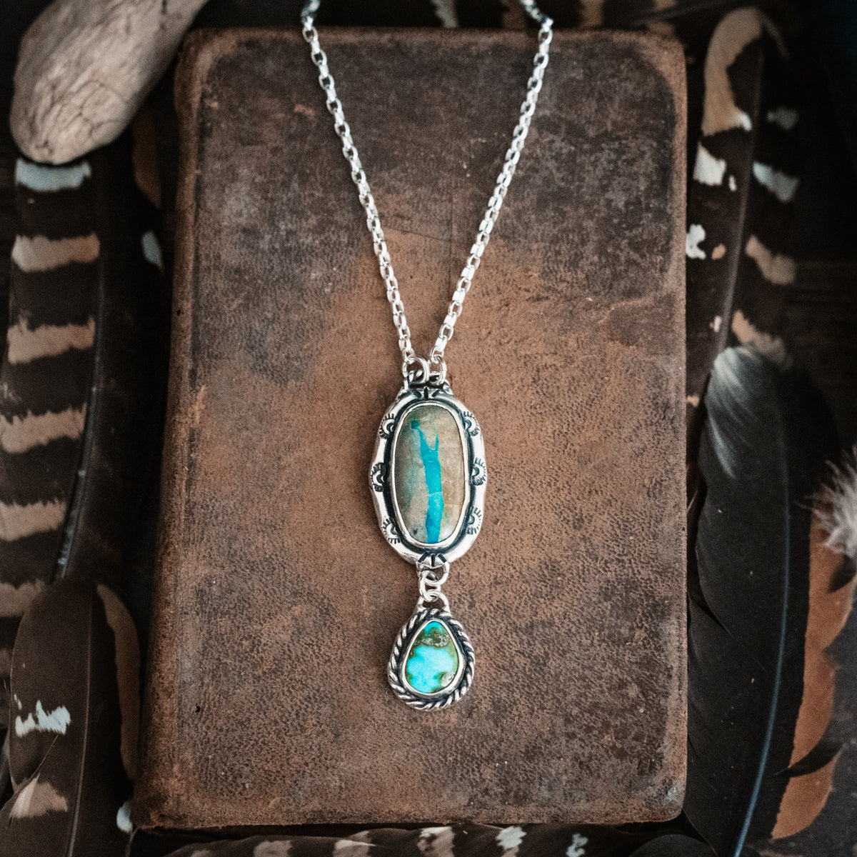 Across the River Ribbon Turquoise Necklace