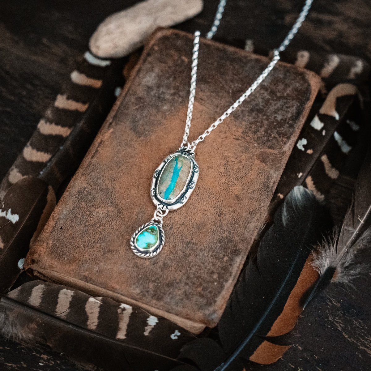 Across the River Ribbon Turquoise Necklace