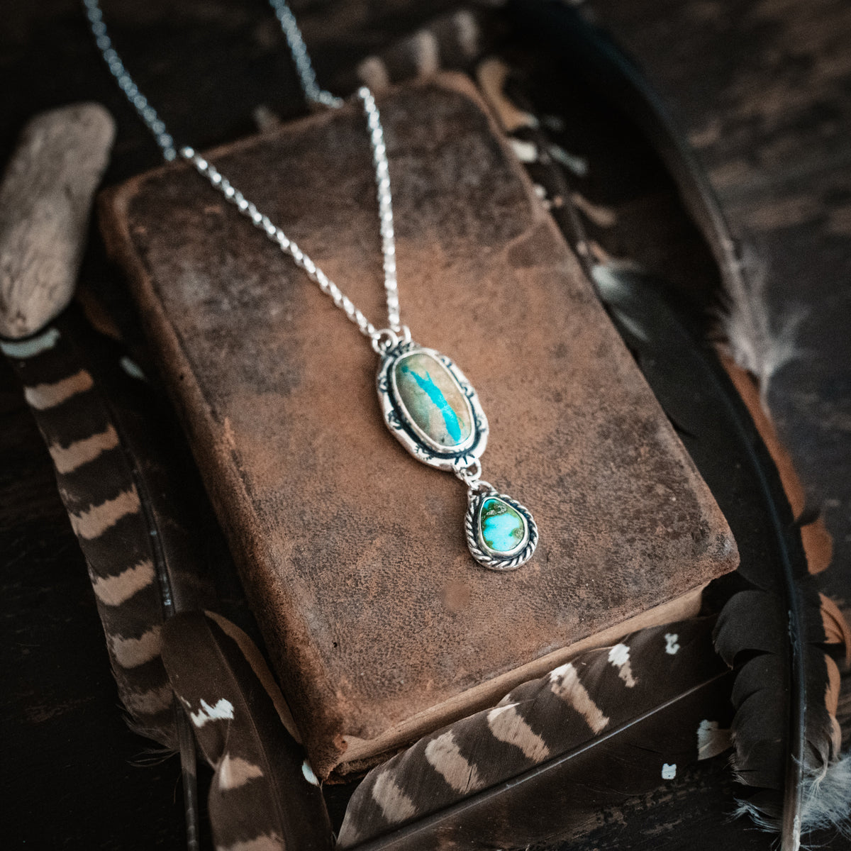 Across the River Ribbon Turquoise Necklace
