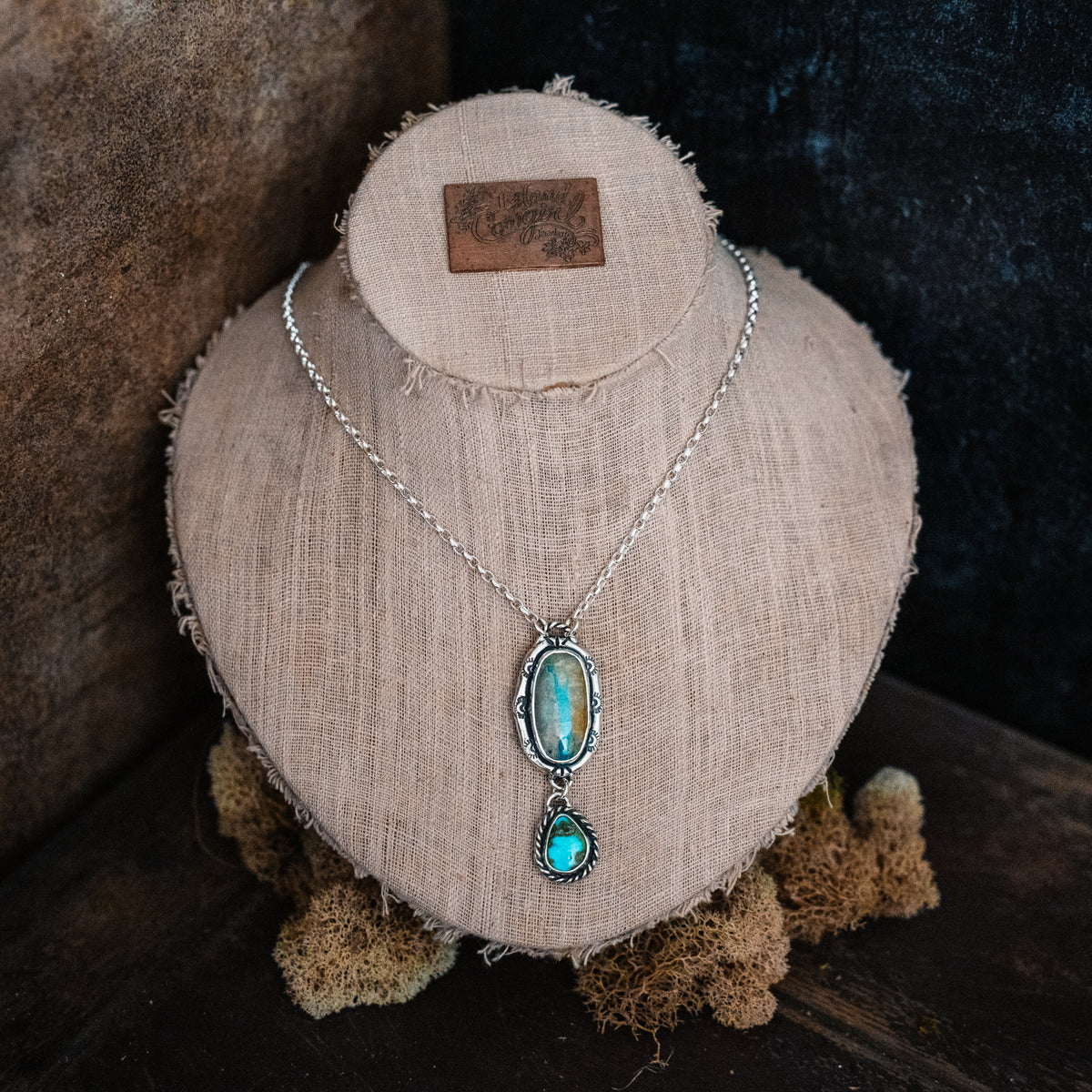 Across the River Ribbon Turquoise Necklace