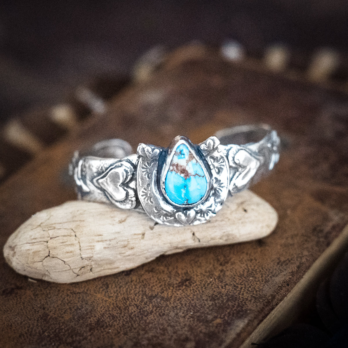 Big Horseshoe Golden Hills Lavender Turquoise Cuff