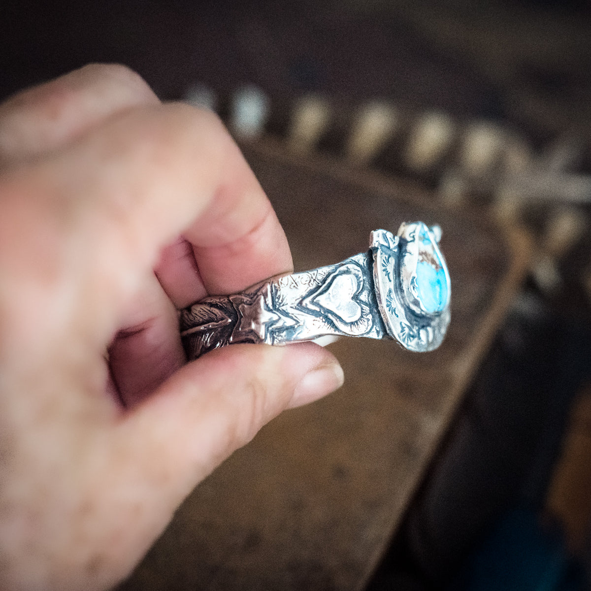 Big Horseshoe Golden Hills Lavender Turquoise Cuff