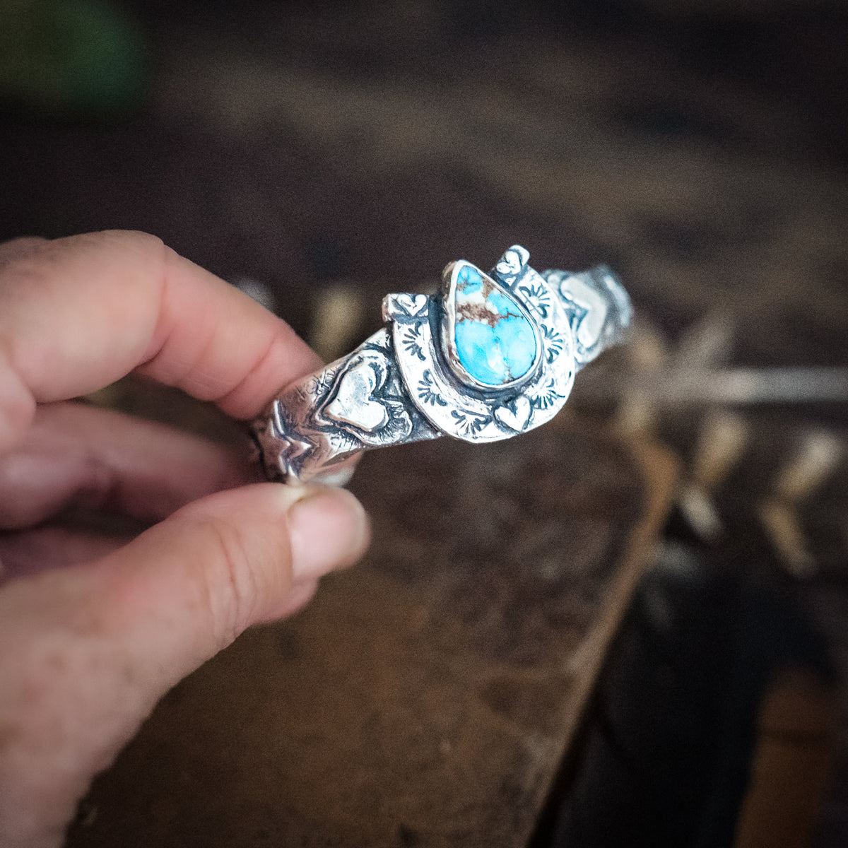 Big Horseshoe Golden Hills Lavender Turquoise Cuff