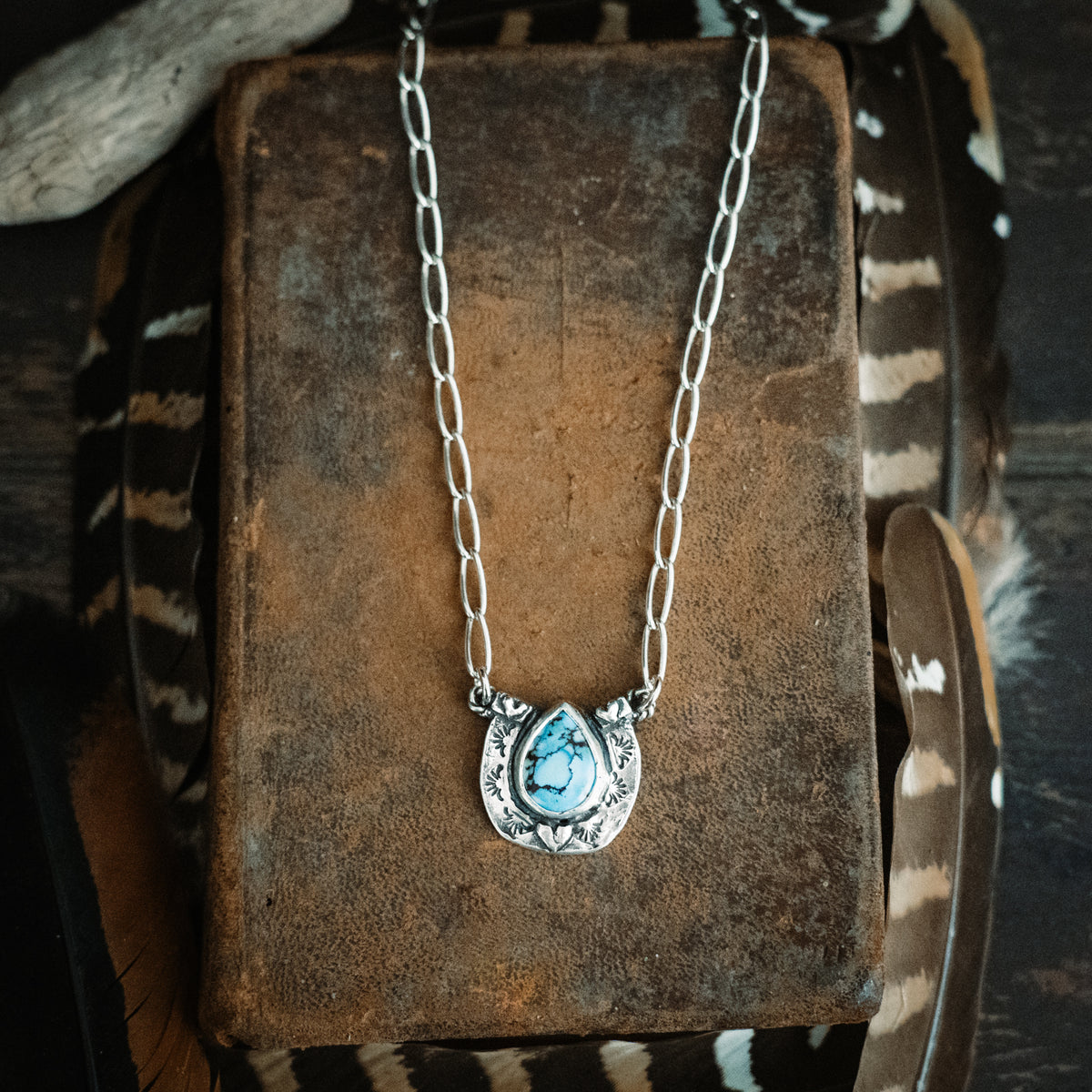 Big Horseshoe Golden Hills Lavender Turquoise Necklace