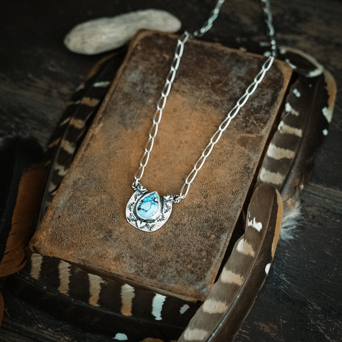 Big Horseshoe Golden Hills Lavender Turquoise Necklace