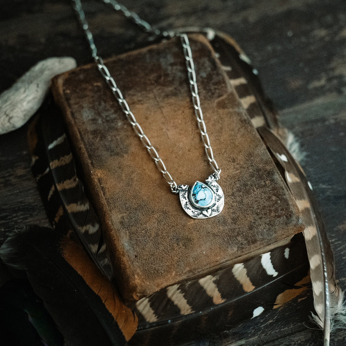 Big Horseshoe Golden Hills Lavender Turquoise Necklace