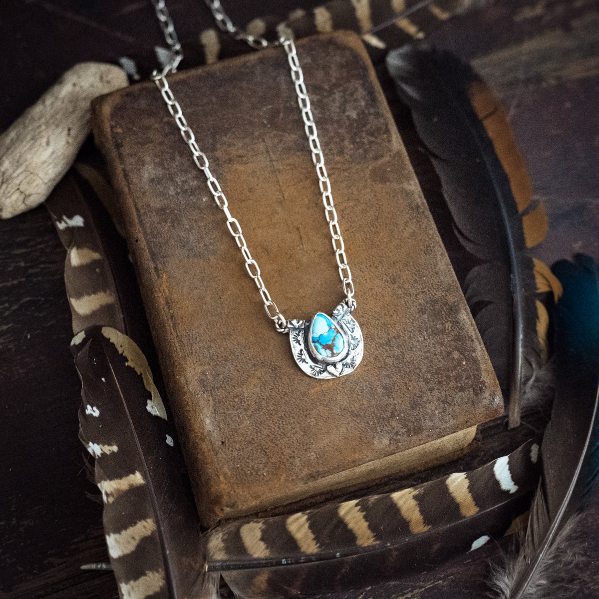 Big Horseshoe Golden Hills Lavender Turquoise Necklace