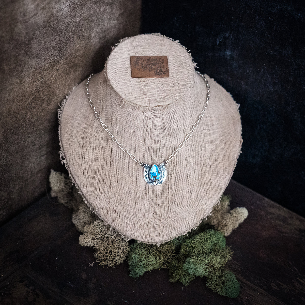 Big Horseshoe Golden Hills Lavender Turquoise Necklace
