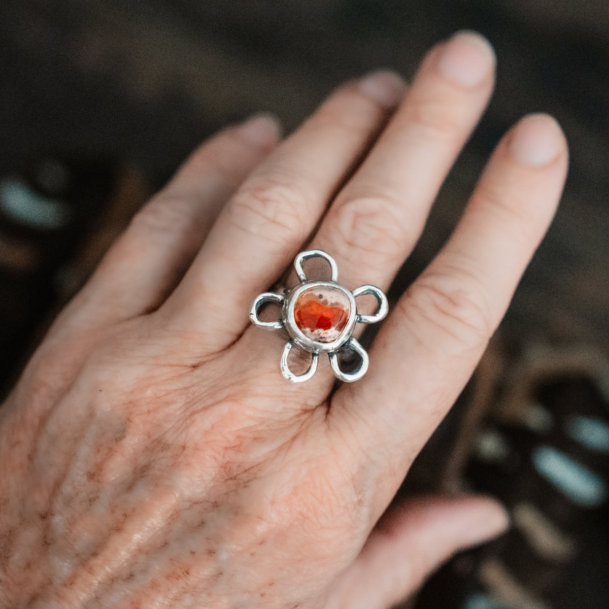 Blossom Fire Opal Ring- Size 7.5